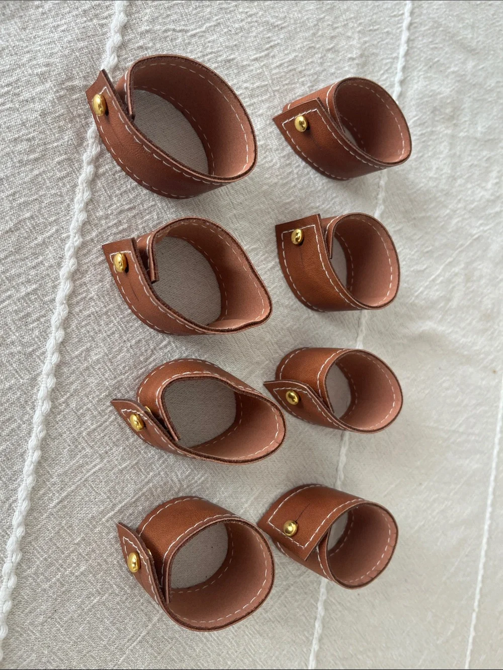 Brown Faux Leather Napkin Rings